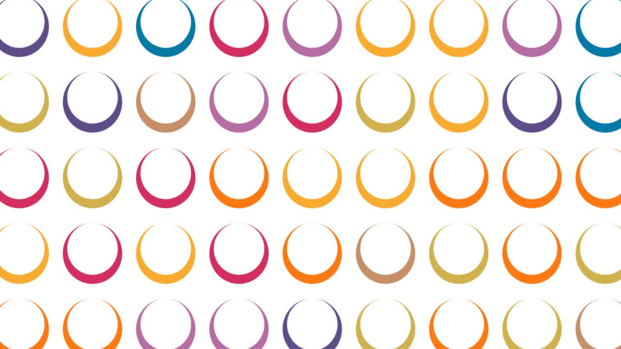 검은 바탕에 여러 가지 다채로운 원형 모양의 디지털 애니메이션