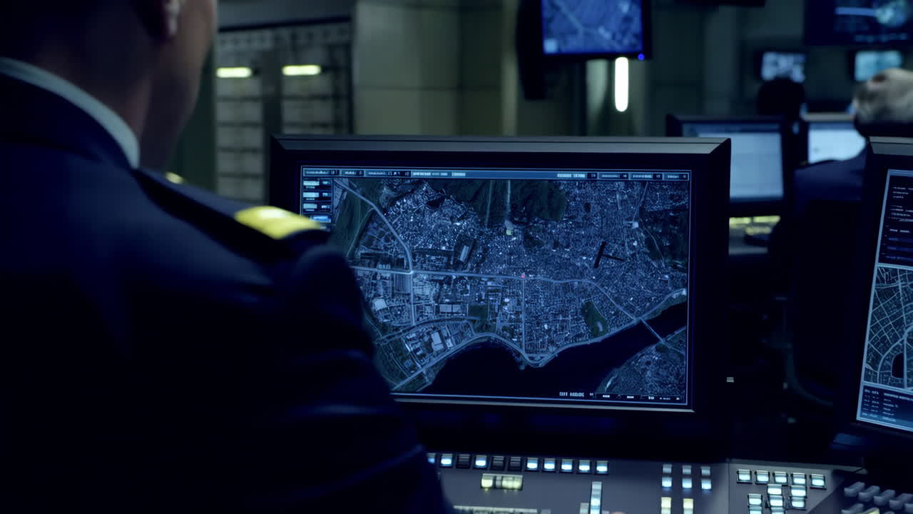 Man in Uniform Working in a High-Tech Command Center