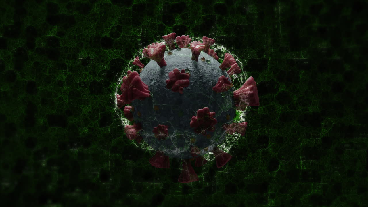 Animation of virus cell and brain over shapes