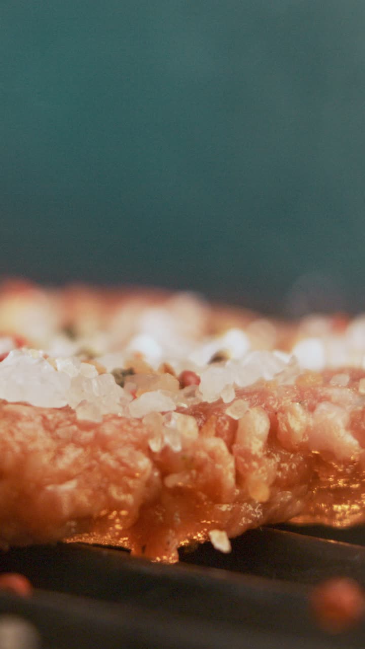 Close-up of Meat with Salt and Seasoning