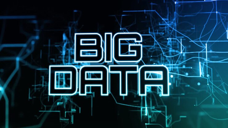 Animation of big data text over black background