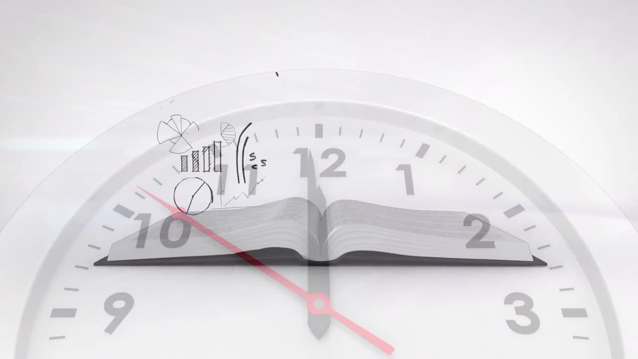 책과 생산성 아이콘과 스 ⁇ 워치의 애니메이션