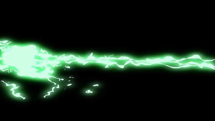 Animazione grafica in movimento di un raggio di scarica elettrica