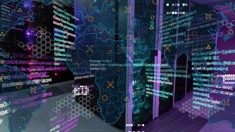 Animación-Del-Mapa-Mundial-Y-Procesamiento-De-Datos-En-La-Sala-De-Servidores-Informáticos