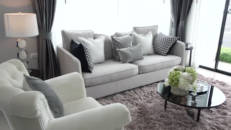 close up footage of cosy and stylish sofa set