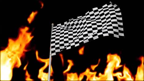 Race-flag-with-flaming-background