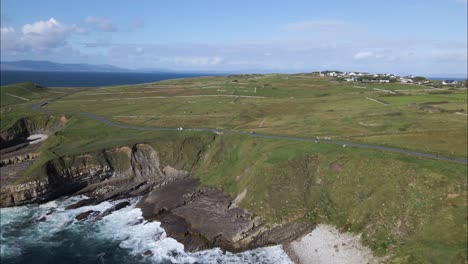 ocean coastline landscape of sligo, ireland on sunny summer day - aerial