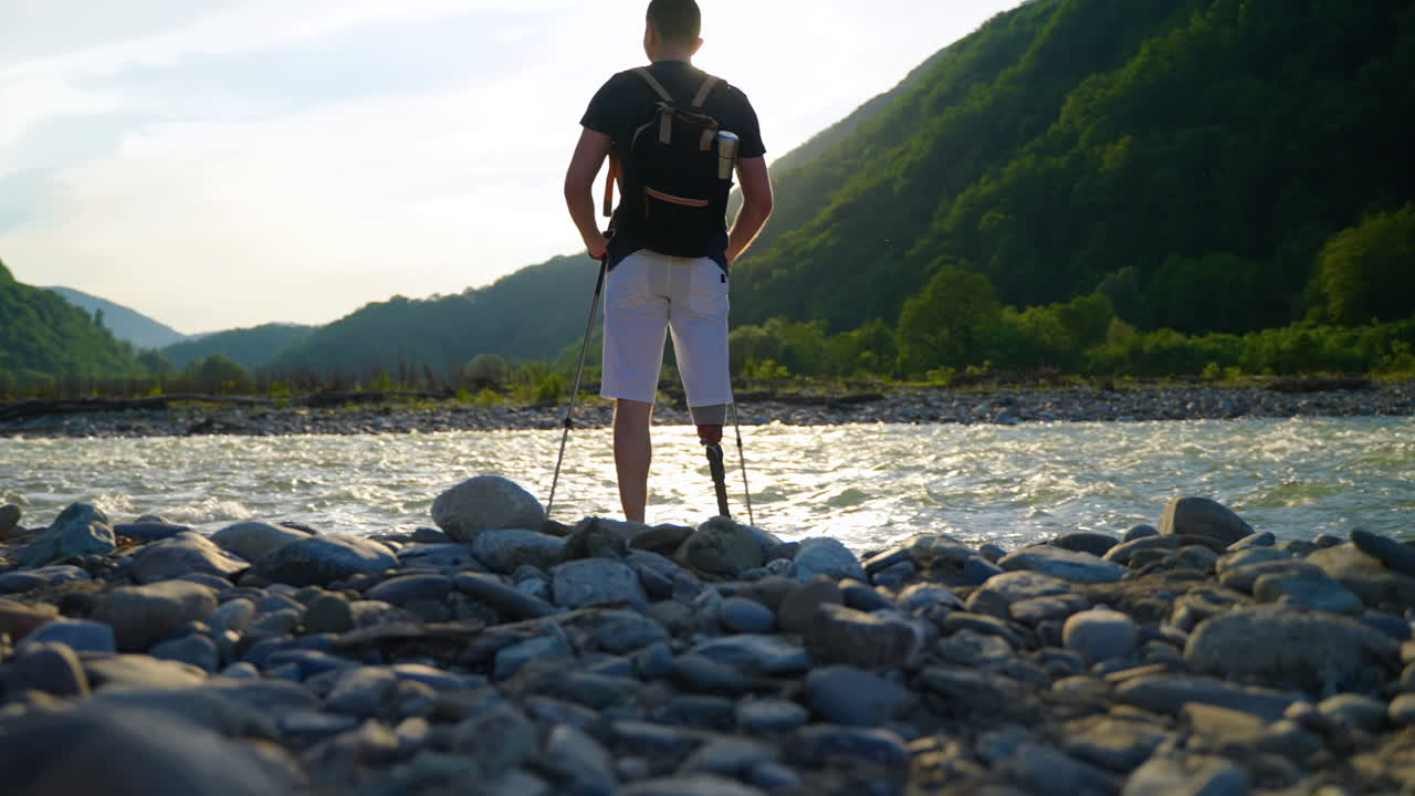 인공 장비로 산책하는 영감을 주는