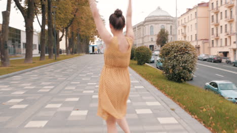 woman walking in an autumn city