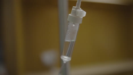 slow motion iv drip of saline