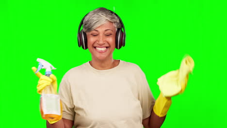 Music,-green-screen-and-woman-with-spray