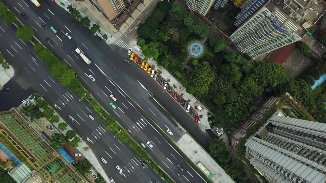 중국의 유명한 광저우 도시 풍경, 교통, 도로, 공중 상단 뷰 4k