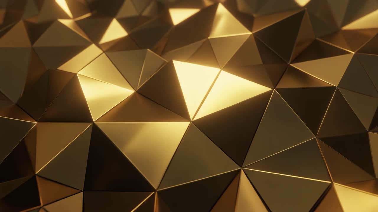 Abstract Golden Geometric Background with Moving Triangles