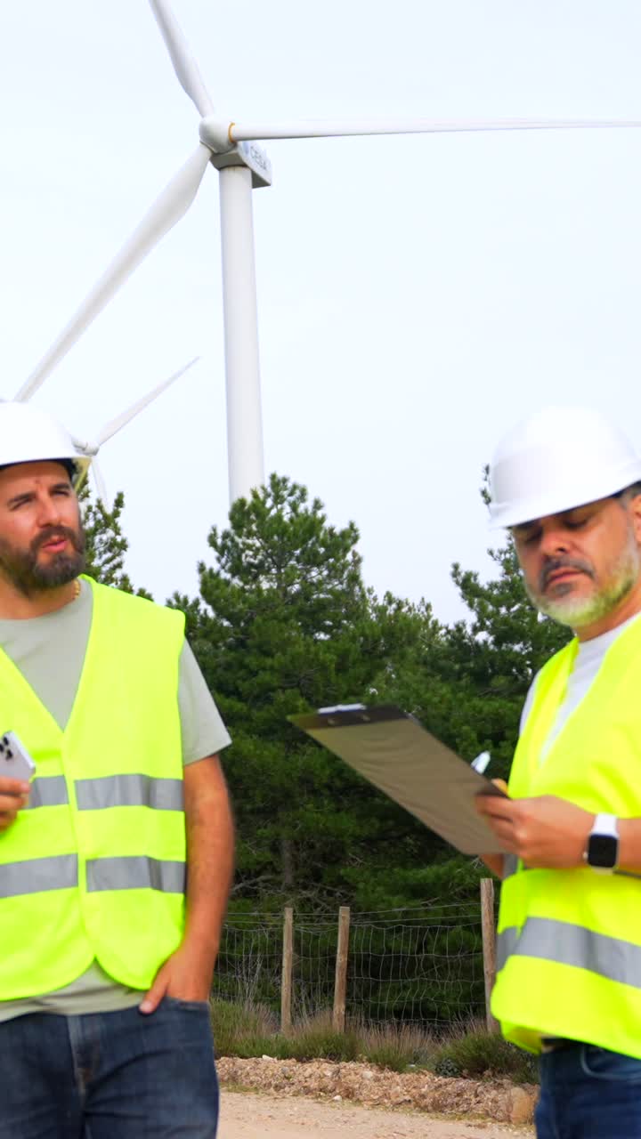 Engineers Inspecting Wind Turbines