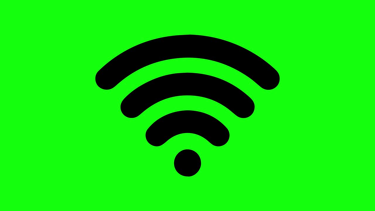 4 animaciones diferentes señal wi-fi gratuita icono de internet inalámbrico pantalla plana verde llave de croma
