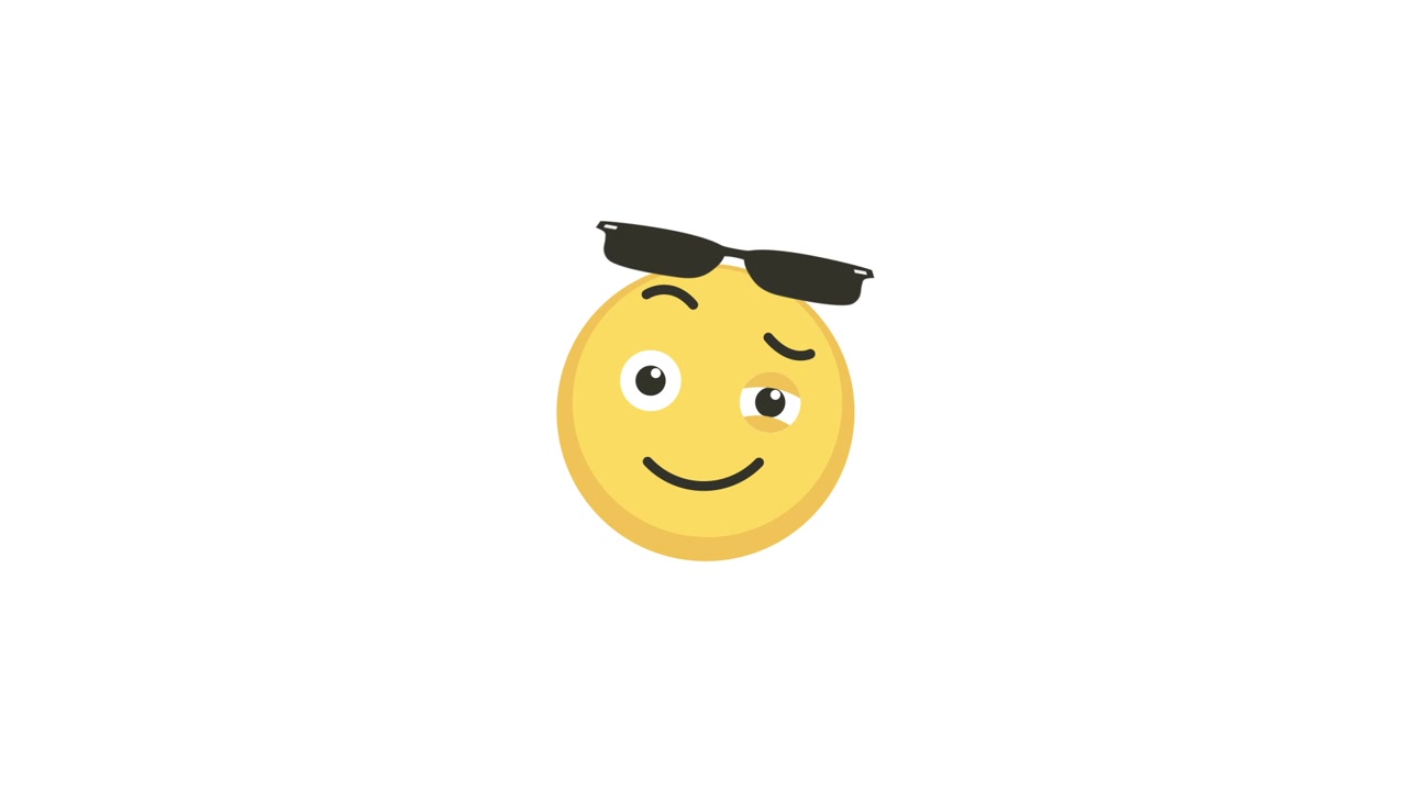 Emoji Animata "Cool" che Ammicca con Occhiali da Sole che Scivolano