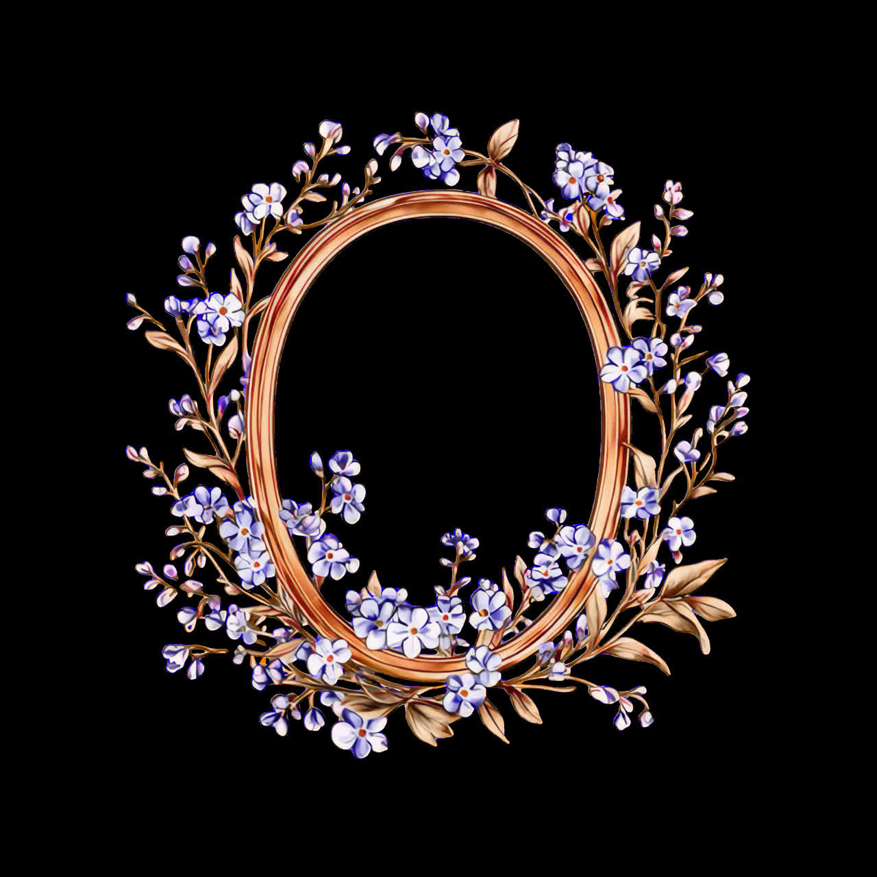 Ativo isolado de animação de design de coroa de flores elegante, vídeo 4K transparente, canal alfa, ProRes.