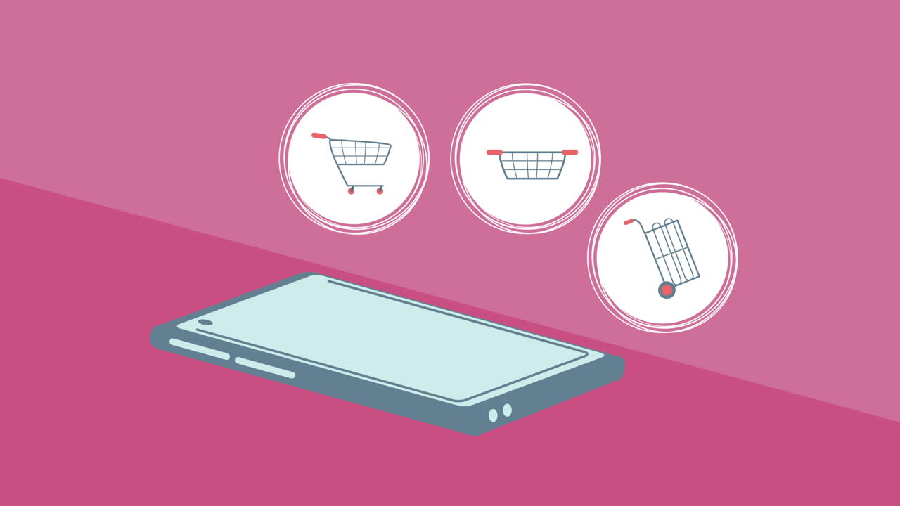 스마트폰 애니메이션에서 식료품 시장