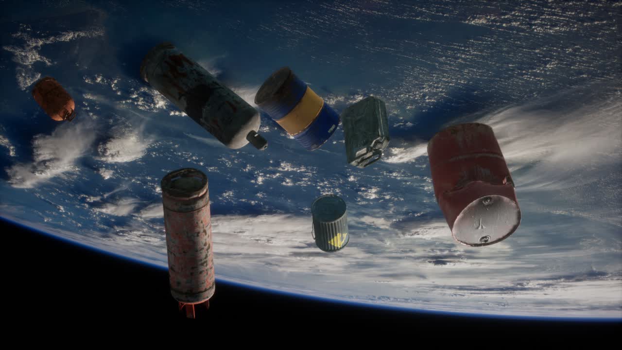 contaminación de la atmósfera del planeta tierra y el espacio