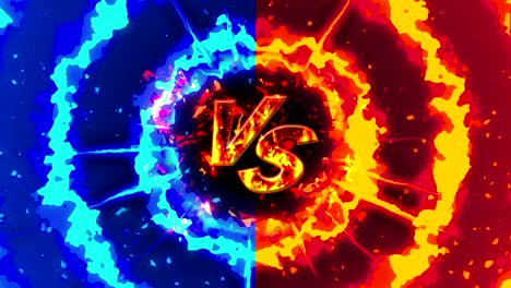 animación de fuego de dibujos animados. fondo de bucle de llama. competencia. juego de batalla. versus icono. vs icono.