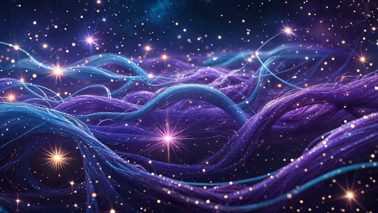 Abstract Cosmic Data Stream with Glowing Fibers