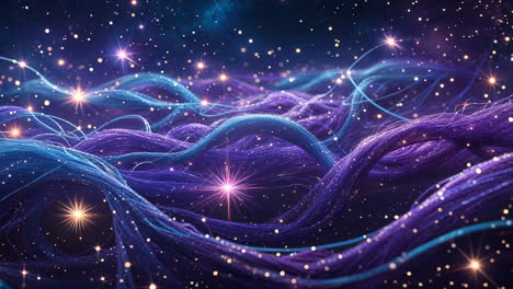 abstract cosmic data stream with glowing fibers