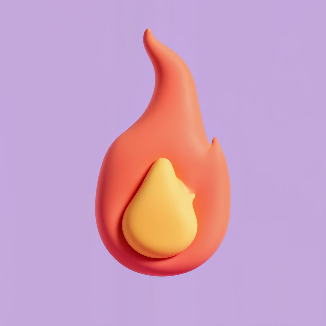 3D Rendered Flame Icon on Purple Background
