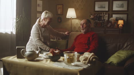 elderly couple spending time together at home