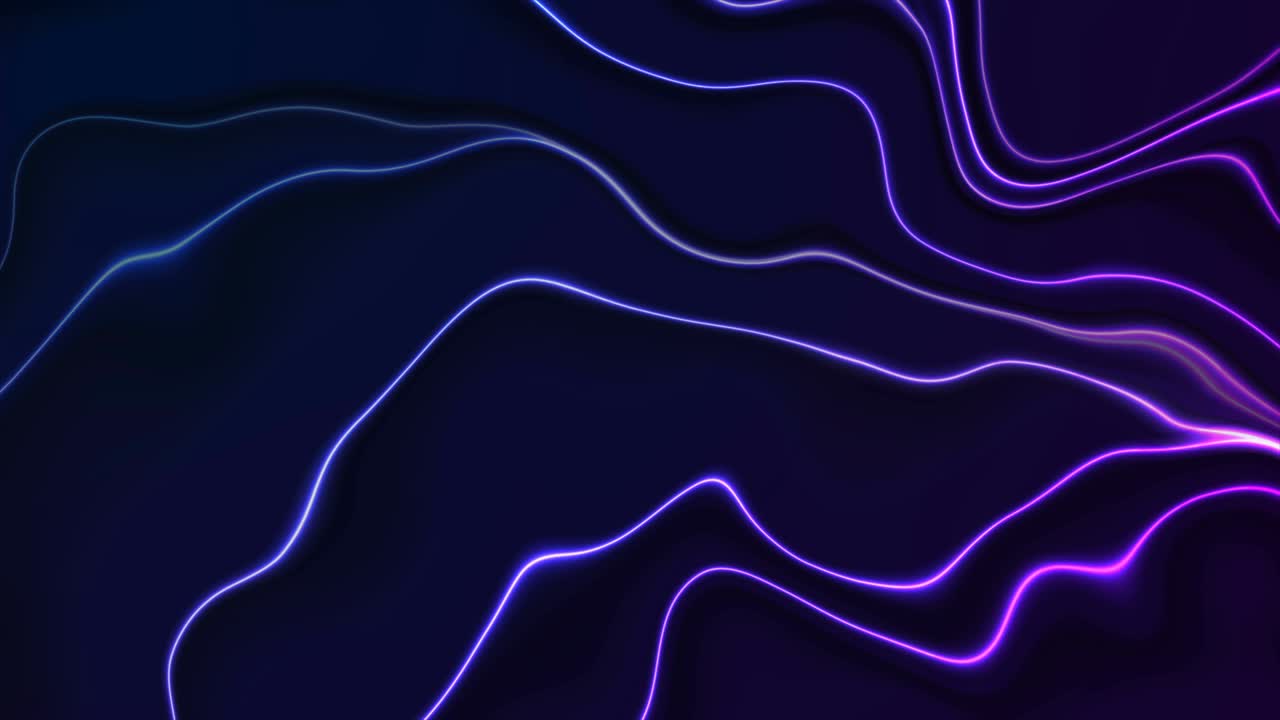 Blue purple neon glowing smooth wavy lines abstract motion background