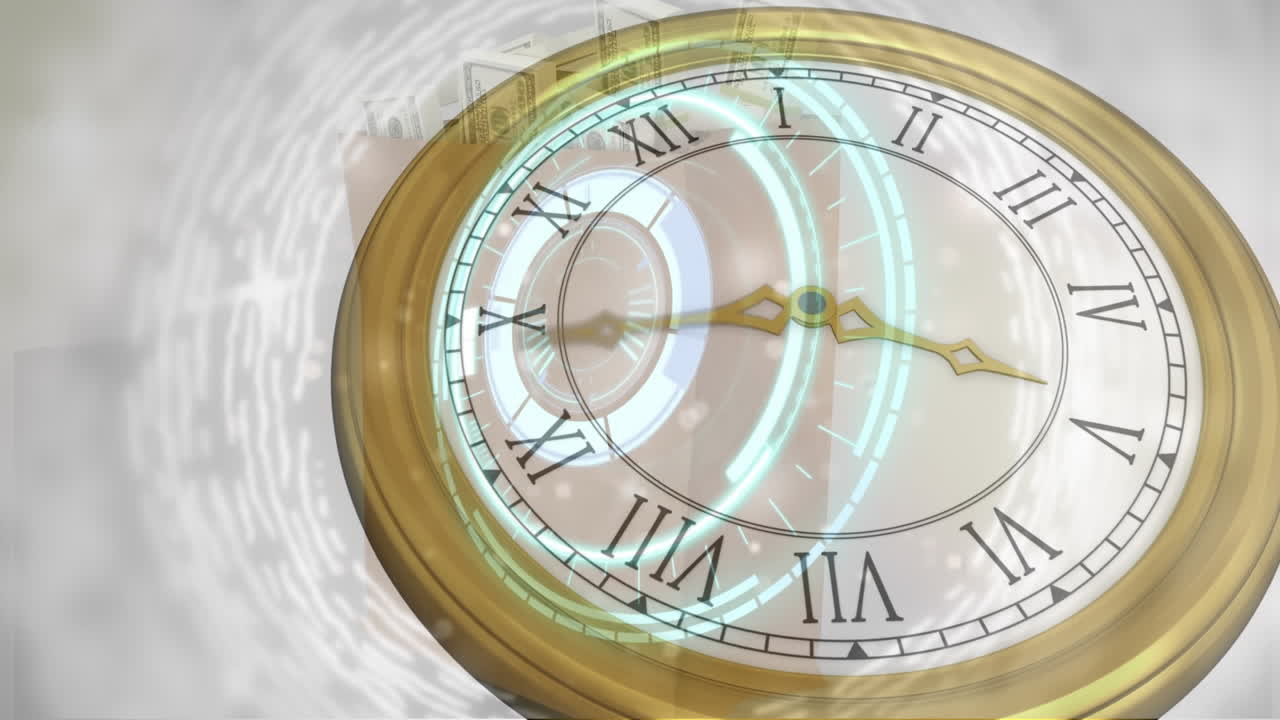 미국 달러 지폐 와 시계 가동 을 스캔 하는 스 ⁇  의 애니메이션