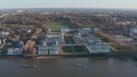 cinematic circling drone shot of university of greenwich london