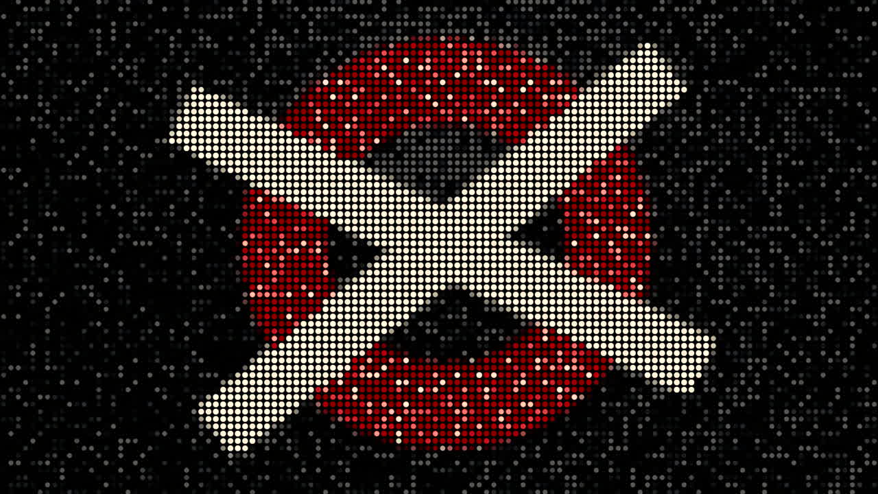 símbolo de cruz pixelada en círculo