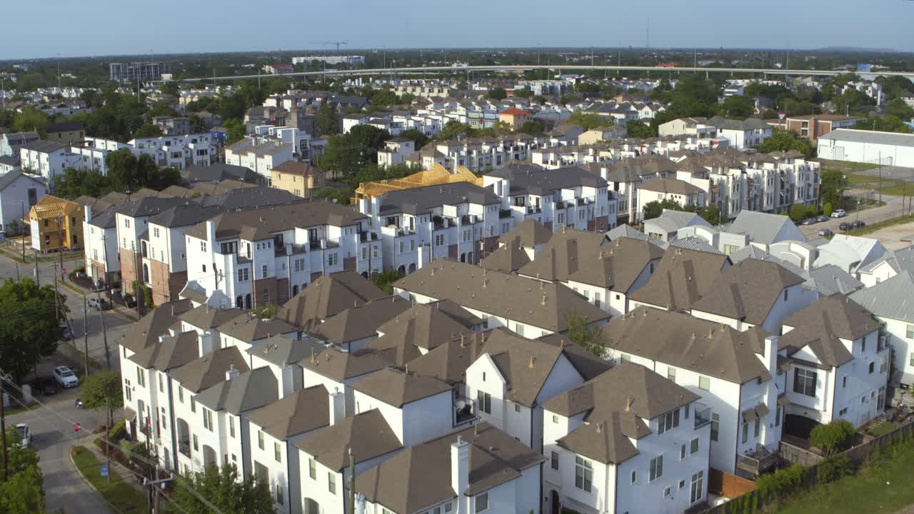 Drone view of community of homes in Houston, Texas