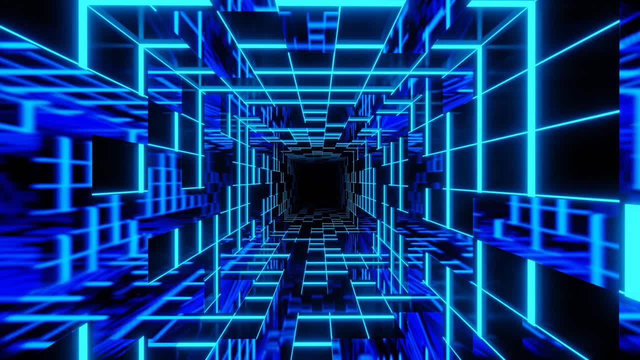 Neon Blue Cyber Tunnel