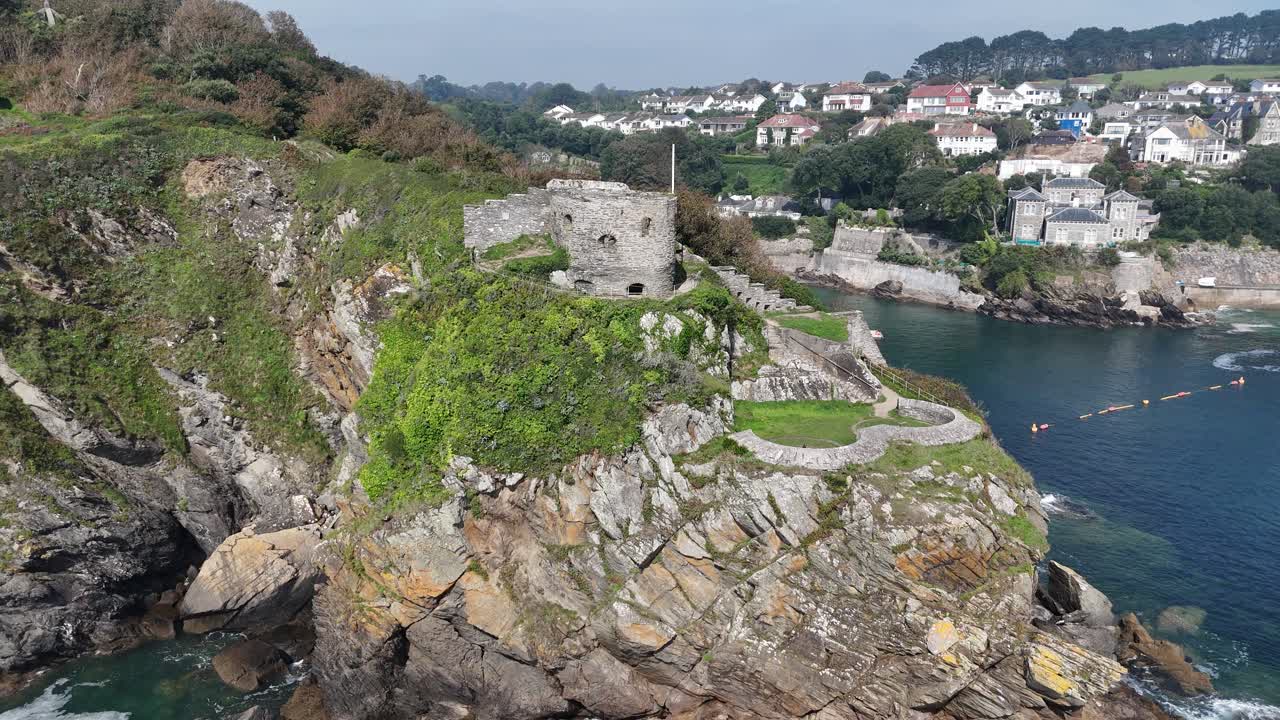 St Catherine's Castle Fowey Cornwall UK drone,aerial