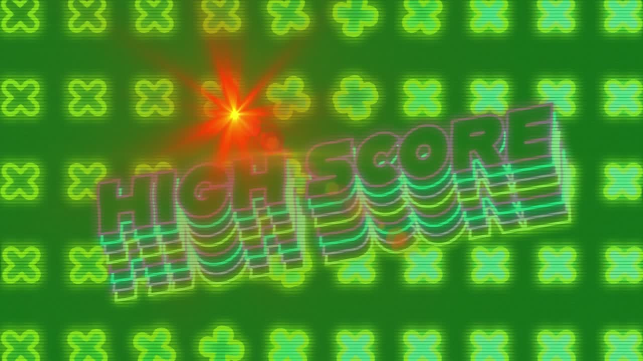 Animation von Highscore-Text über Formen.