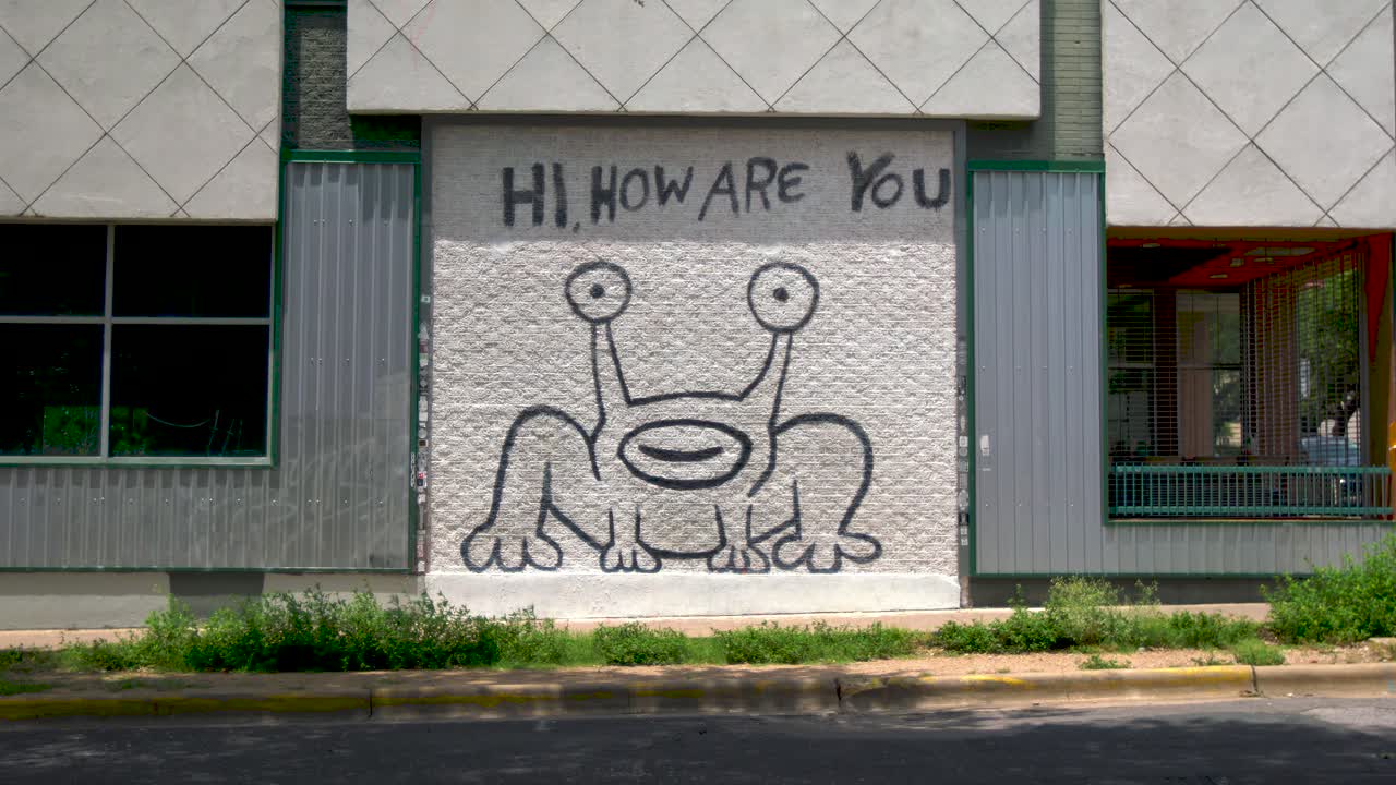 Street art , Hi How Are You ? Urban street painting mural in Austin Texas