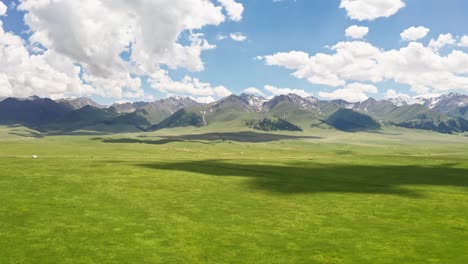 vast grasslands and mountains in a fine day.