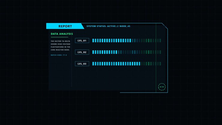 Antarmuka Analisis Data Digital Futuristik dengan Bilah Kemajuan yang Berfluktuasi