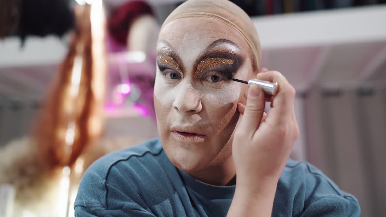 Drag Queen Applying Makeup