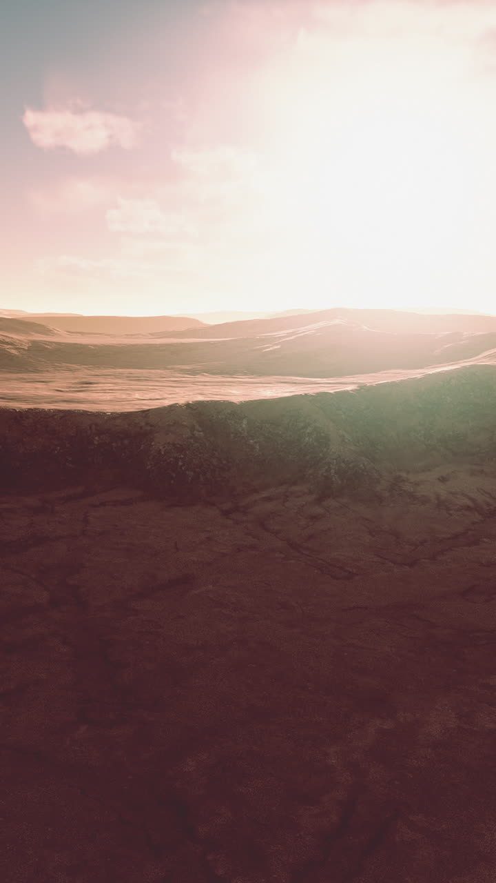 Un tramonto mozzafiato su un paesaggio desertico marziano