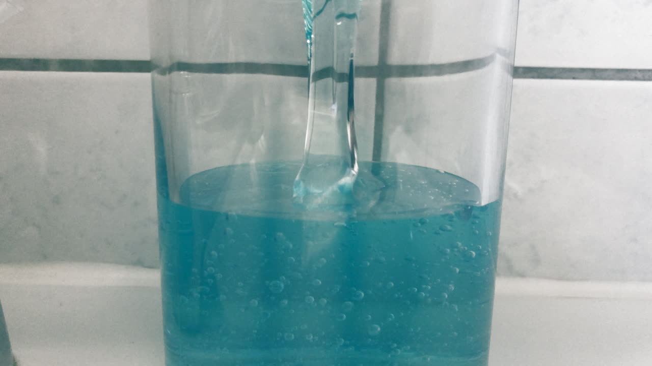 filling up bubbly soap in the bathroom