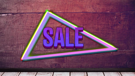 Animation-of-sale-text-in-triangle-over-abstract-background