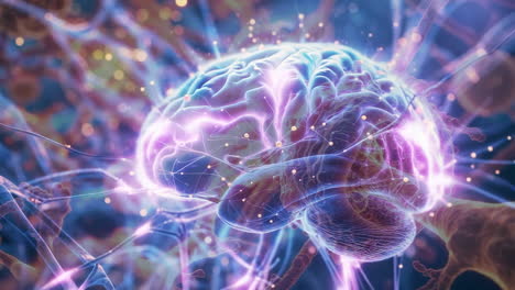 abstract representation of brain activity and neural connections
