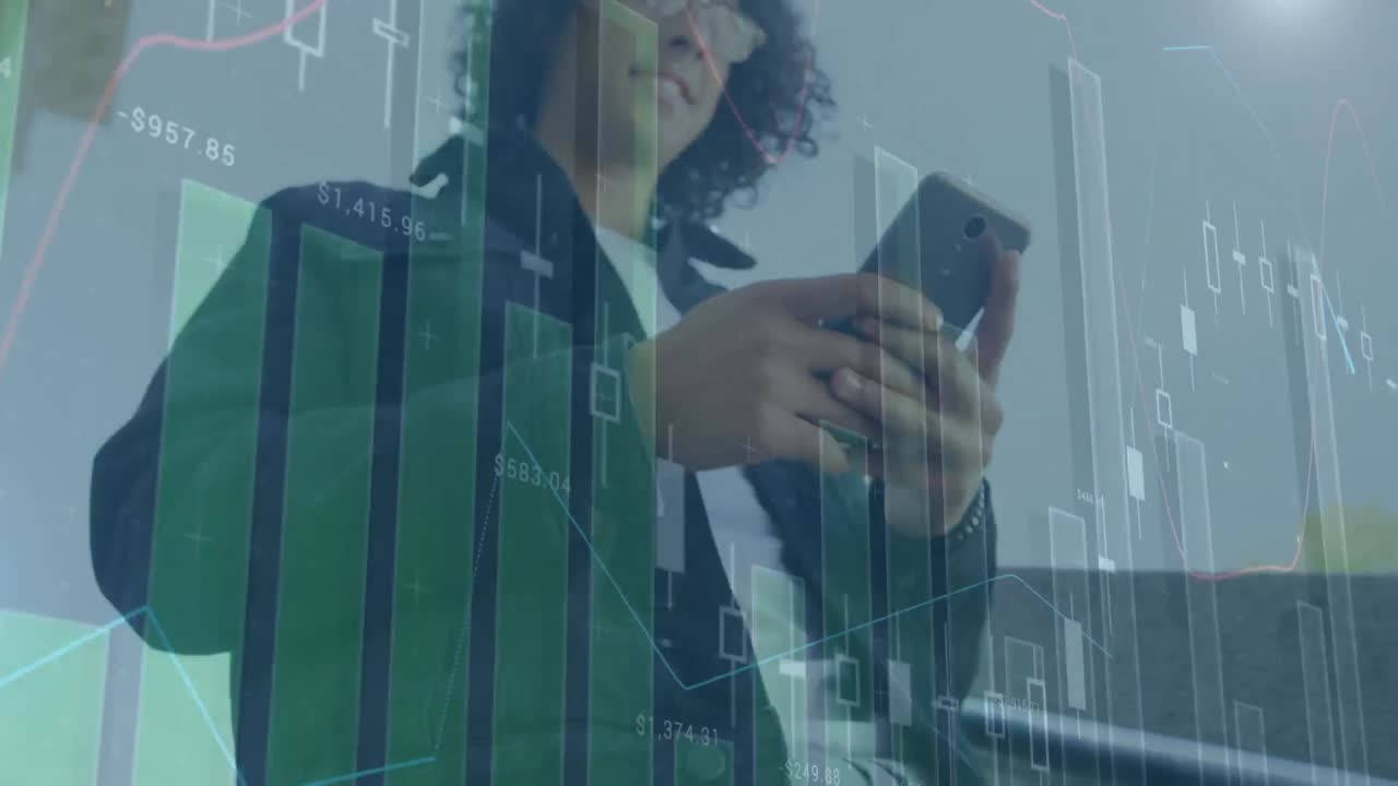 animación de estadísticas y procesamiento de datos sobre el hombre utilizando un teléfono inteligente