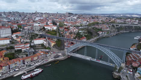 porto city scene and dom luis i bridge