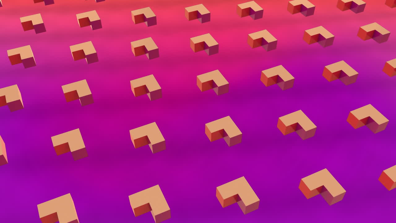 animación de formas abstractas en 3d que se mueven en formación sobre un fondo rosa