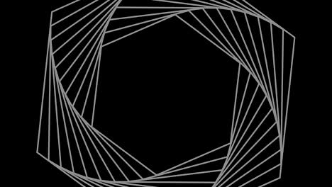 graphic drawing in black and white with stroboscopic and hypnotic effect, while it rotates clockwise and increases in size.