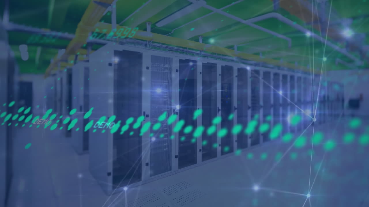 컴퓨터 서버를 통해 데이터 처리의 애니메이션