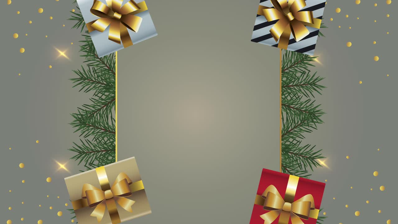 feliz año nuevo animación con regalos marco